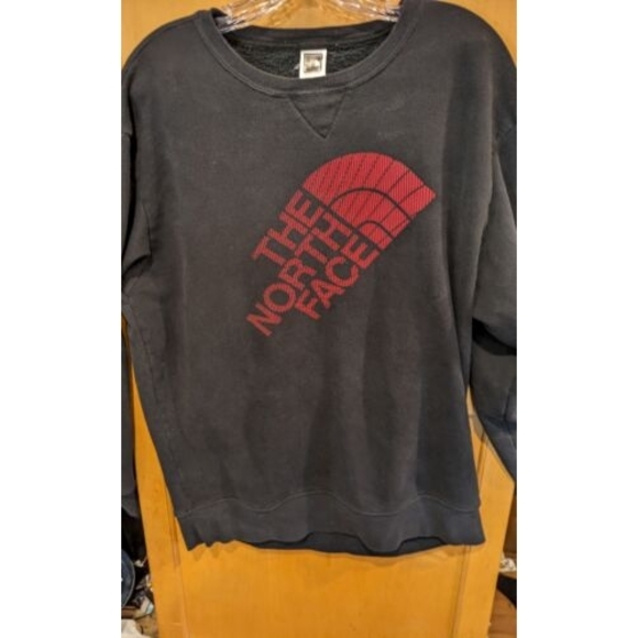 VTG‎ The North Face Large Sweatshirt  ~ Charcoal Gray/Red Logo - Picture 1 of 3